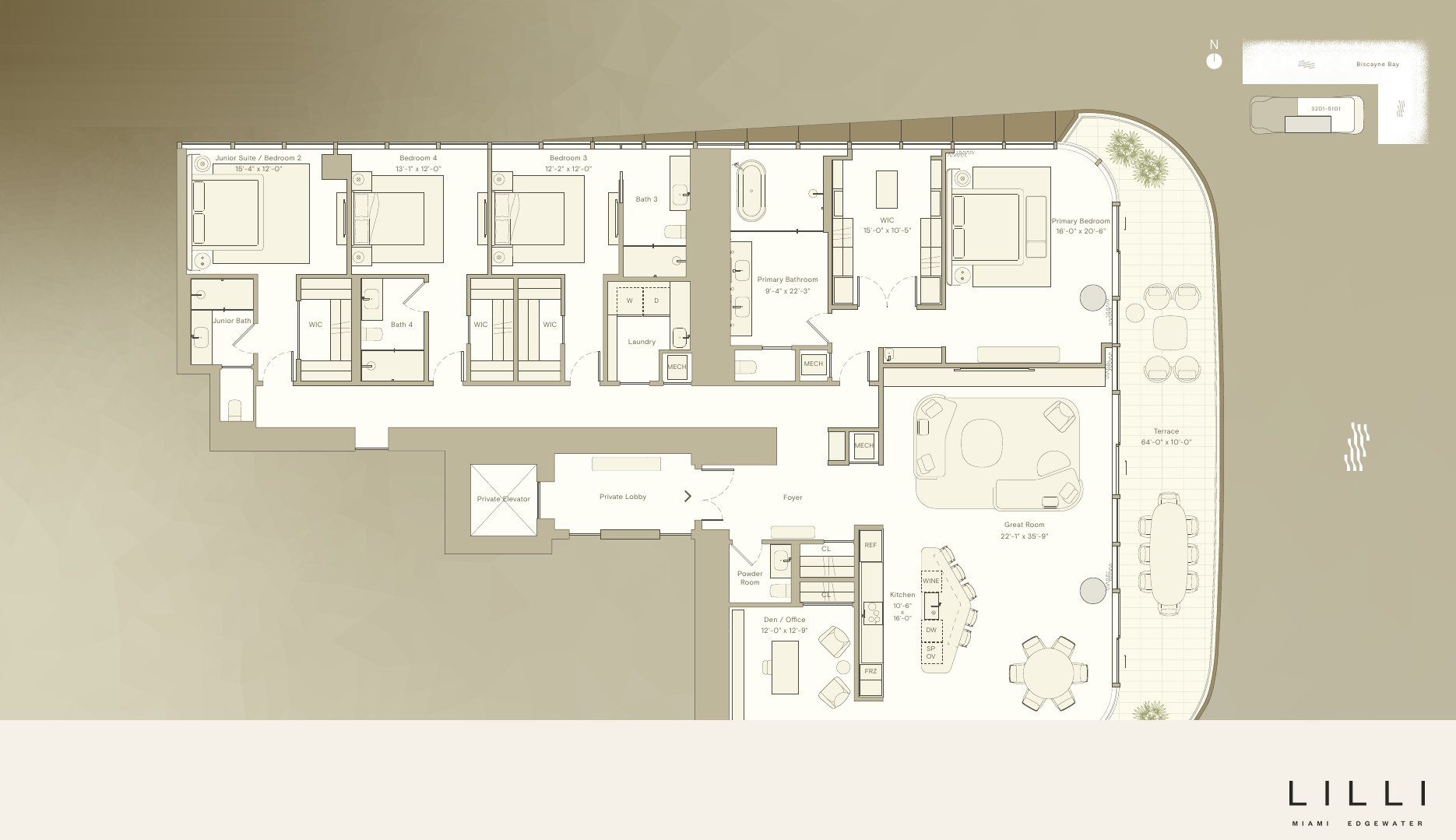 Residence 3201–5101 · 4 Bedrooms + Den