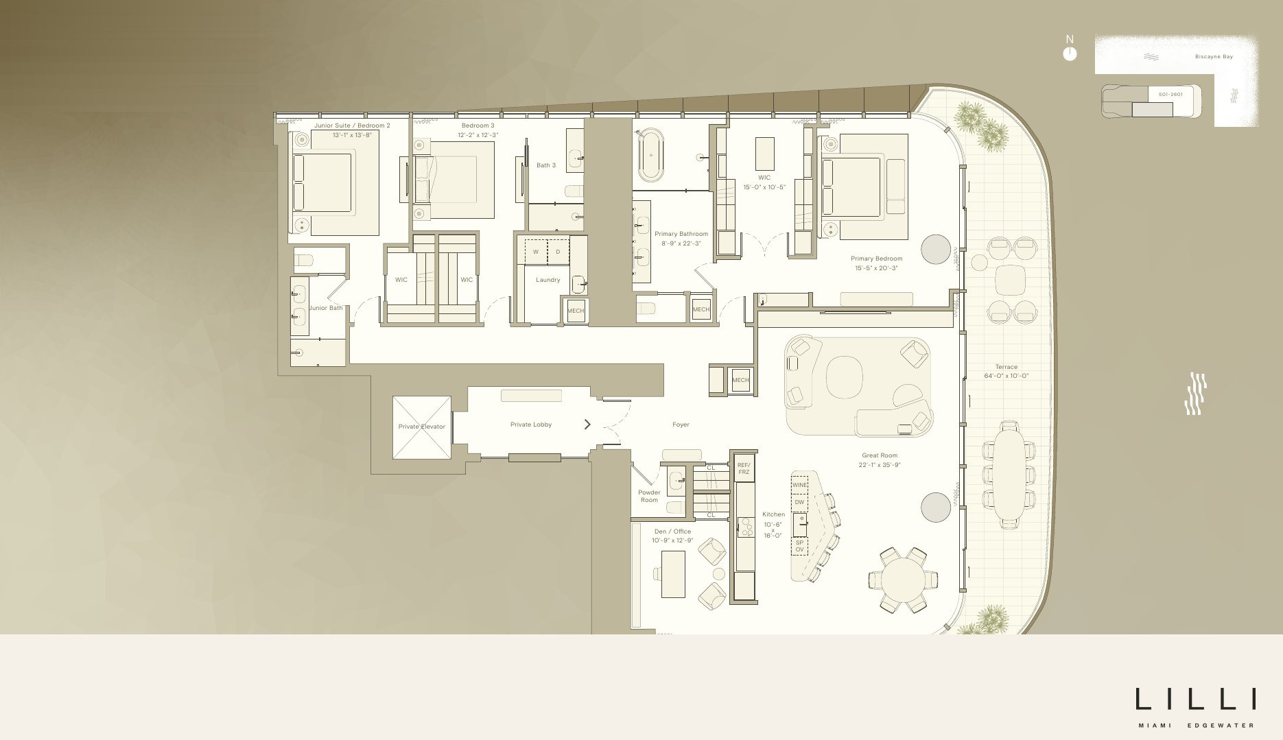 Residence 501–2601 · 3 Bedrooms + Den