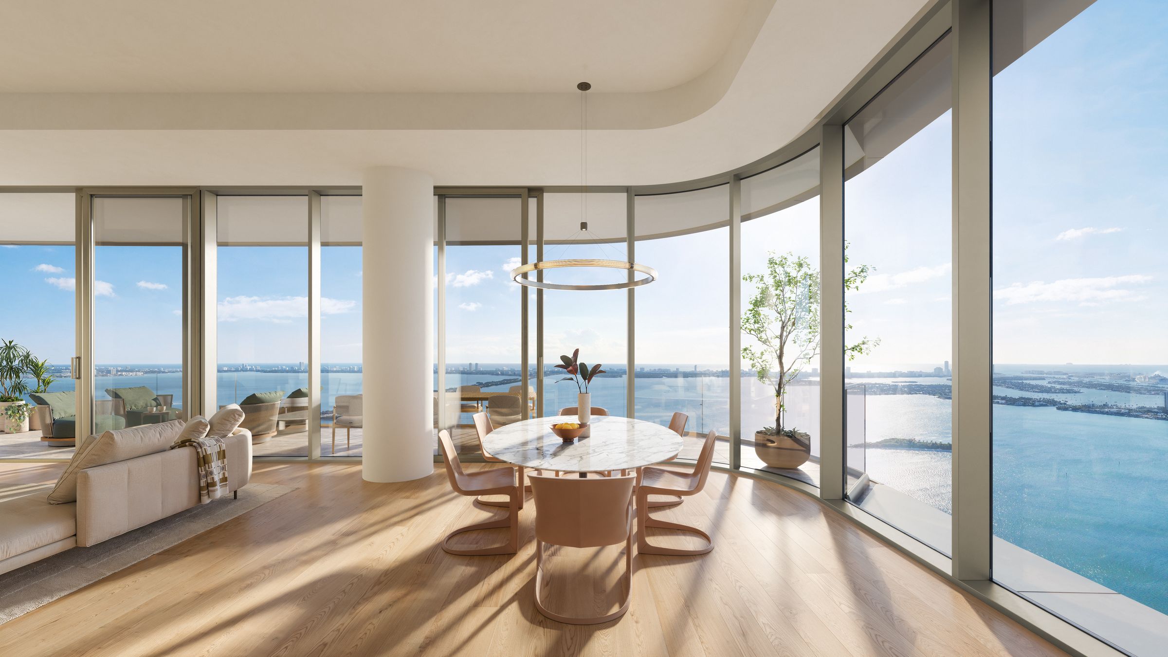 LILLI residence living room facing east over Biscayne Bay