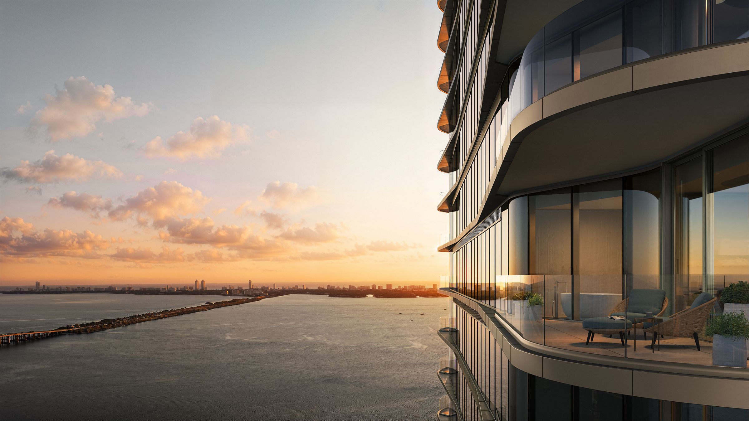LILLI tower over Biscayne Bay at sunset