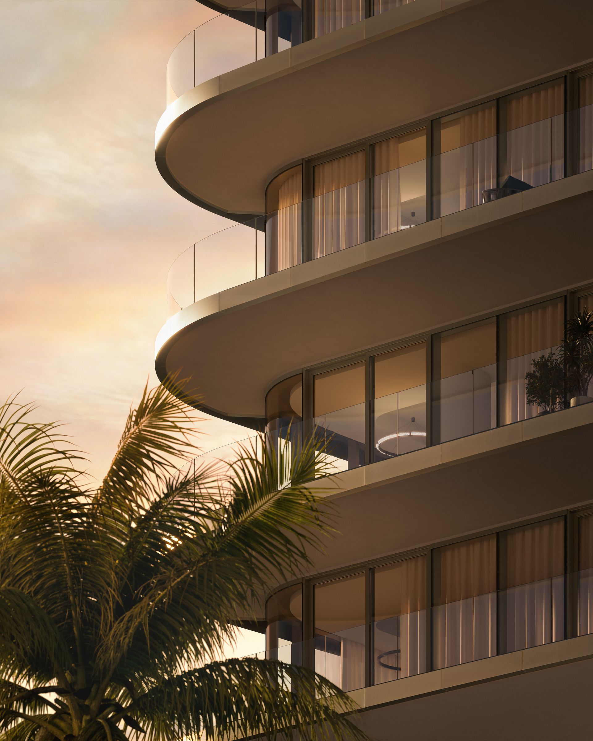 LILLI facade detail with curved balconies